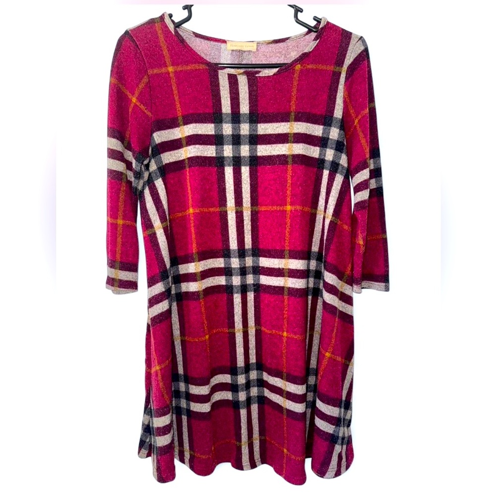 Flamingo Urban Burgundy plaid dress